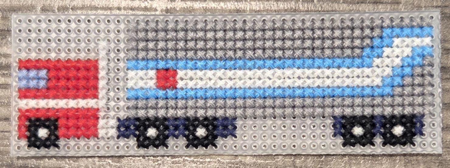 Unfinished piece where no backstitching has been done yet.